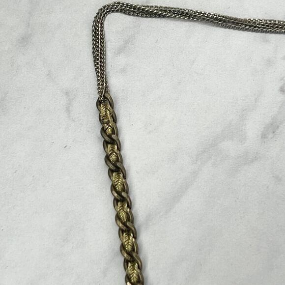 Ann Taylor Loft Rhinestone Silver and Gold Tone Long Chain Link Necklace - Picture 10 of 12